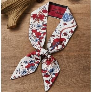 💖 2/$30 Twilly skinny satin floral Paris France handbag purse scarf set of 2